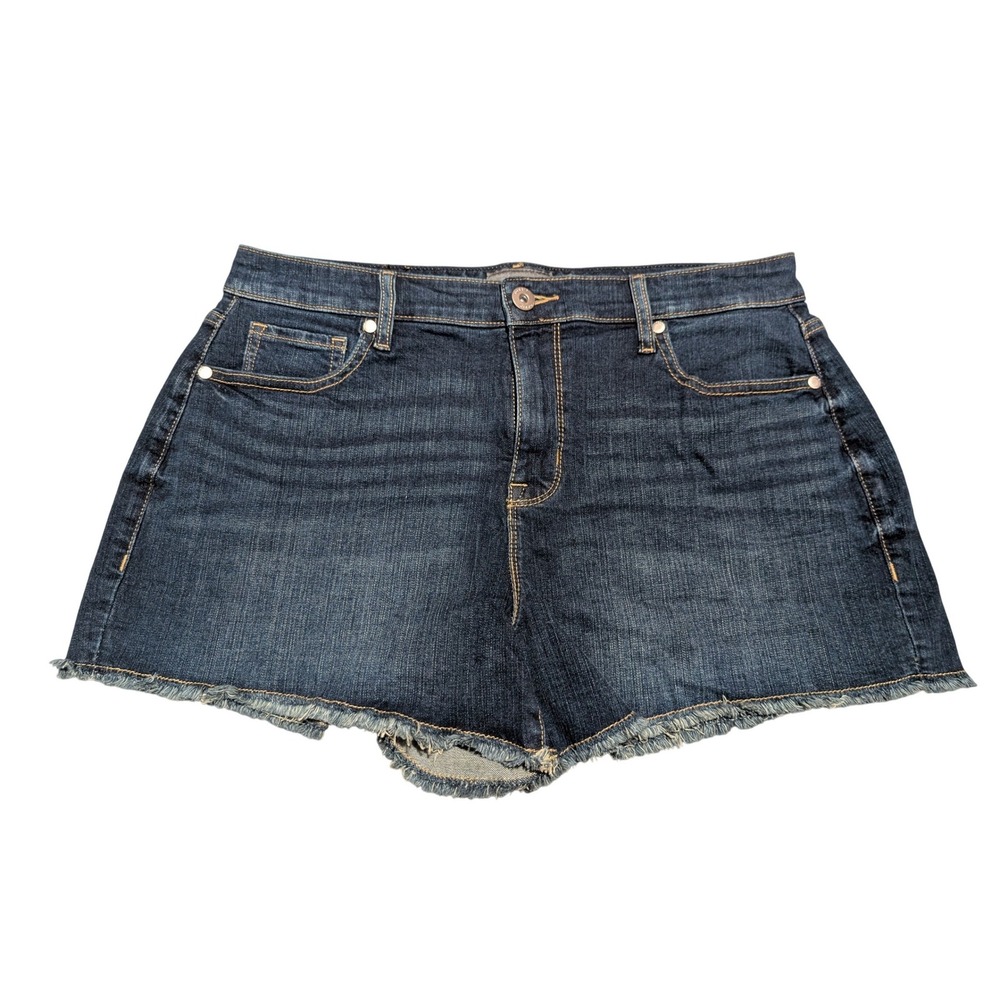 Torrid Denim Shorts Womens 10 Dark‎ Blue Raw Hem Frayed Feel The Fit Casual Boho